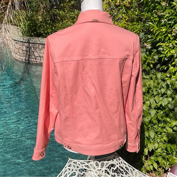 St John Sz S Flamingo 🦩 Pink dress Jacket SJ logo buttons day evening couture - Picture 6 of 7